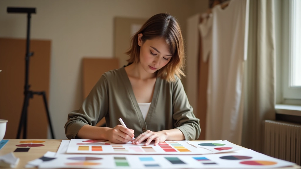 Tasarım stüdyosunda renk ve kumaş örnekleri analizi